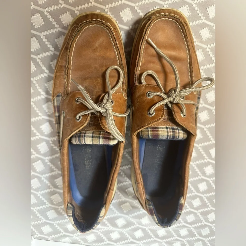 Men’s Madras Plaid Lanyard Sperry Topsider Loafers Size 12